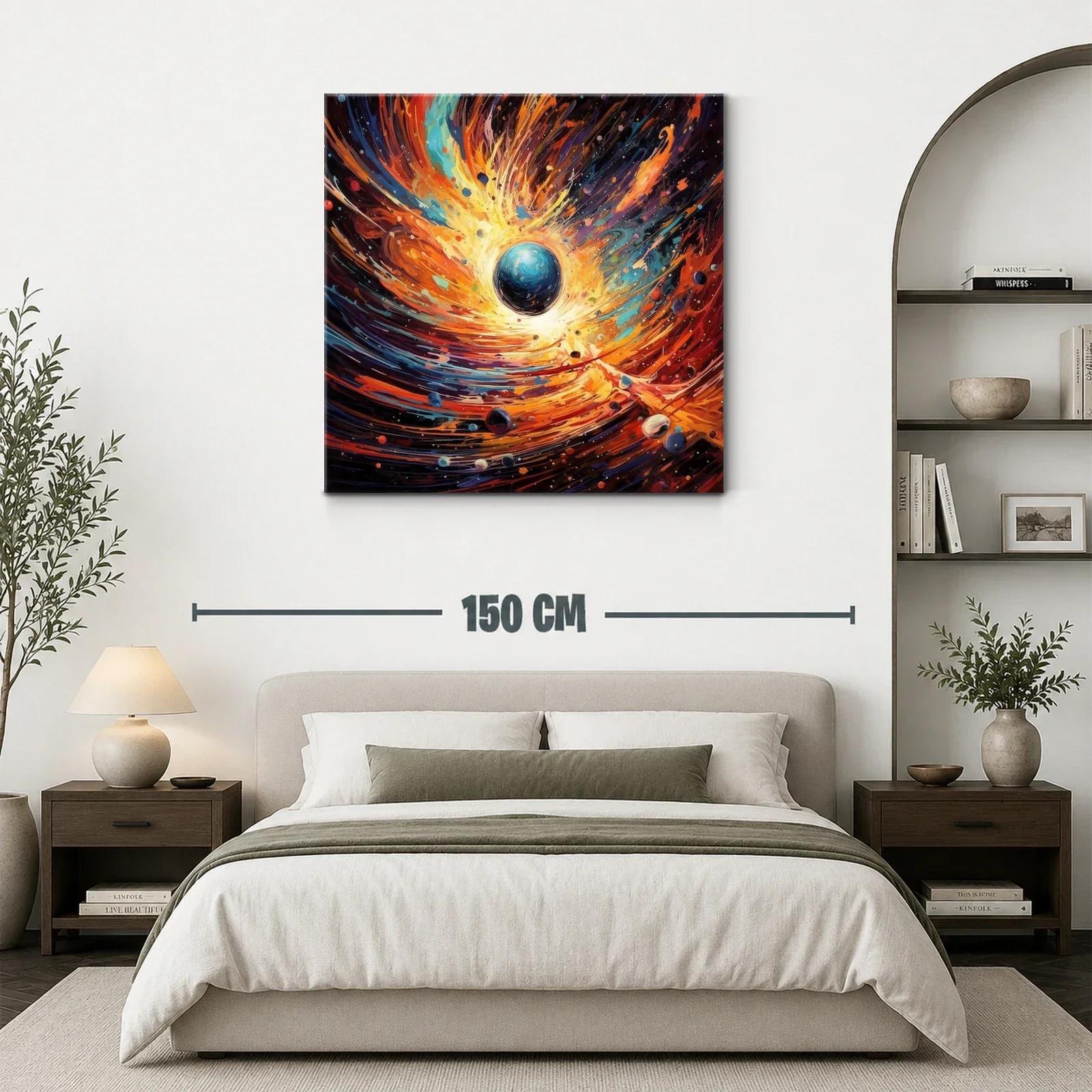Explosión cósmica con planeta azul y remolinos de luz — miniatura 3