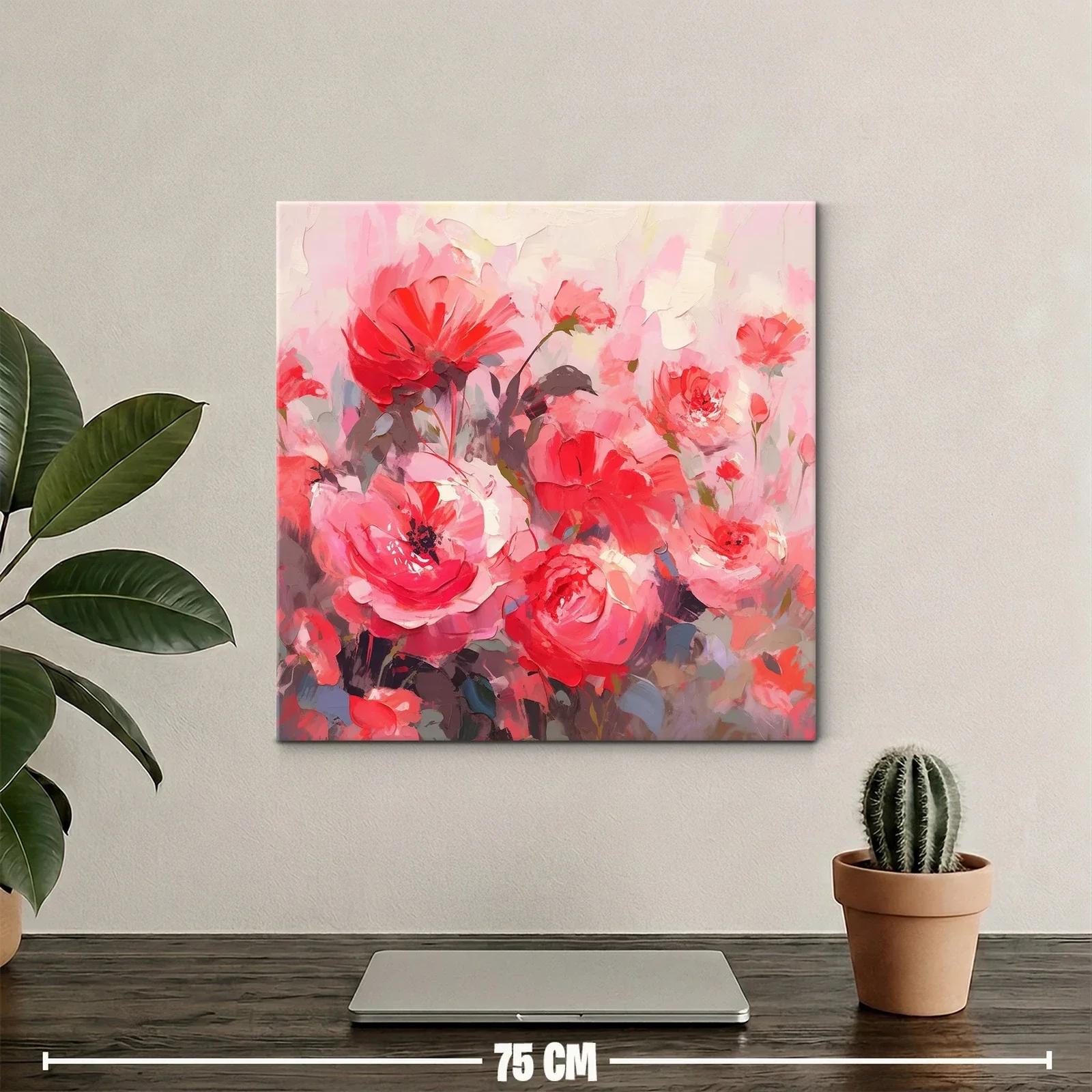 Cuadro floral con explosión de rosas en tonos rojos y rosas — miniatura 2