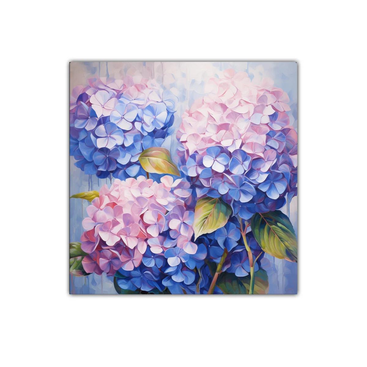 Cuadro decorativo con flores hortensias en tonos pastel — imagen principal