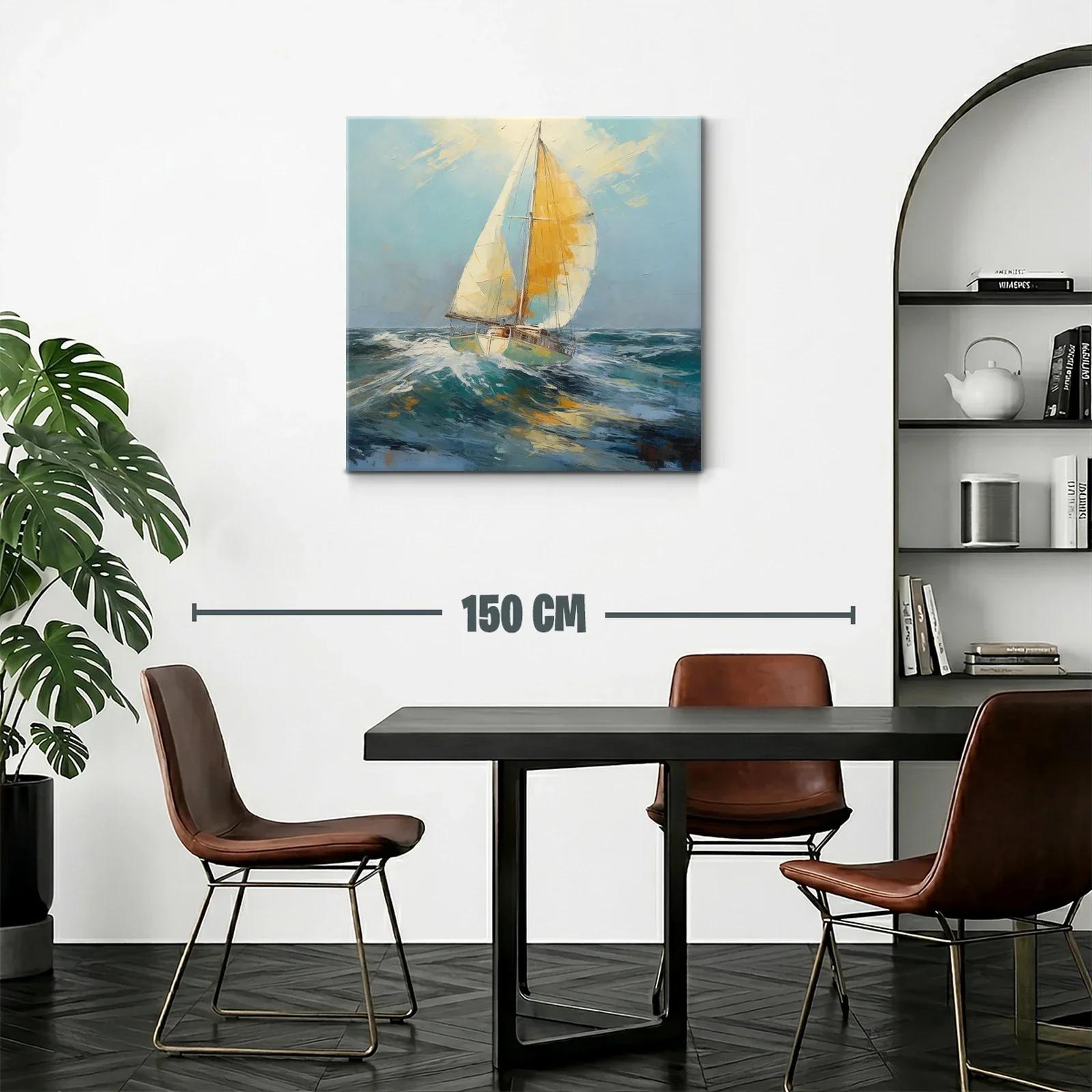 Velero navegando entre olas al viento marino — miniatura 2