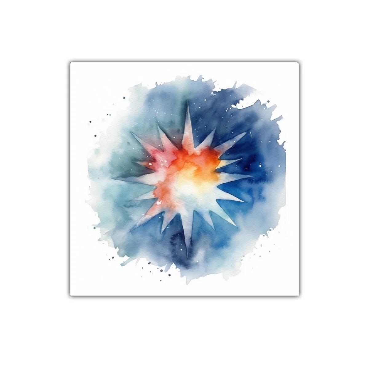 Estrella brillante con tonos azules y cálidos para decorar