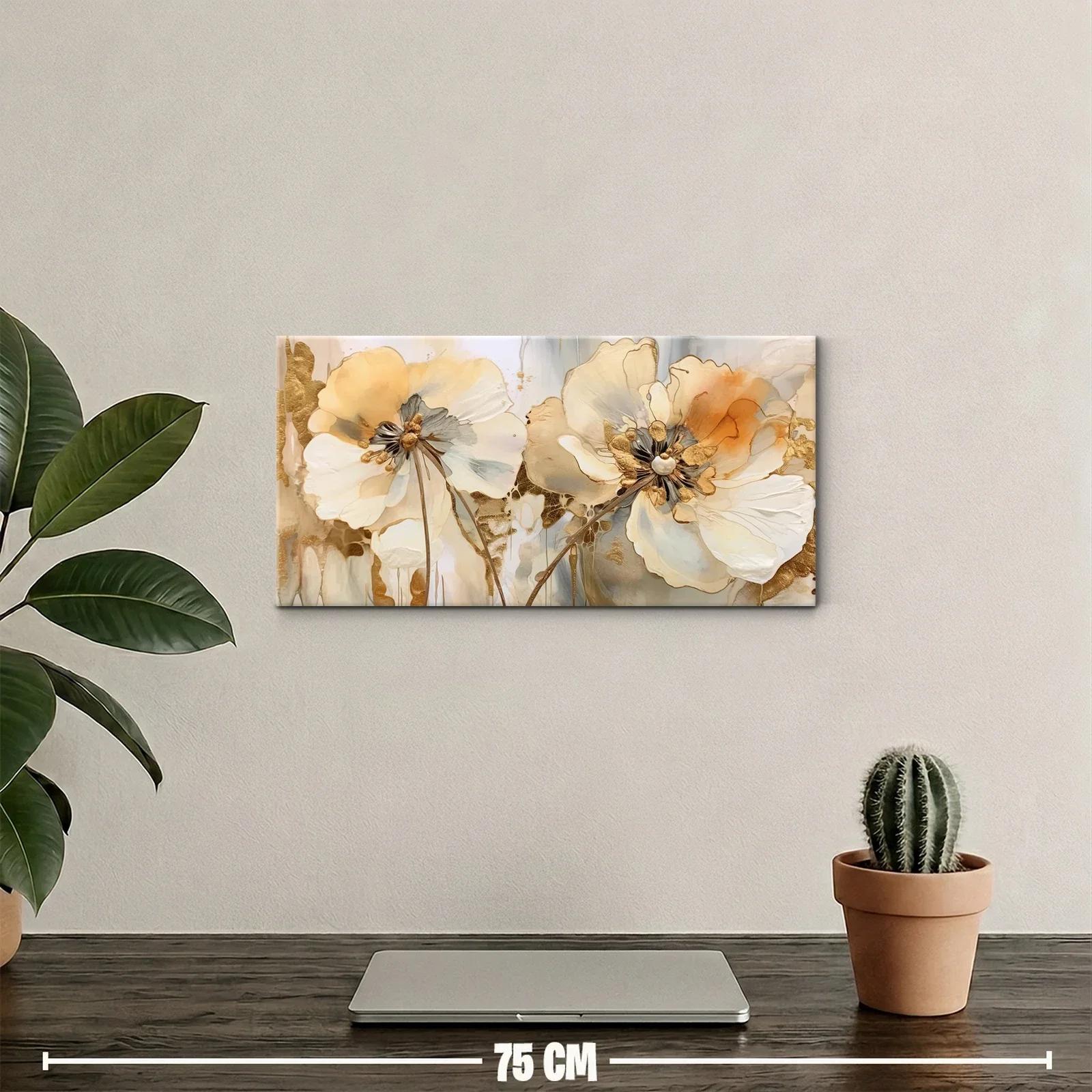 Cuadro amapolas beige y melocotón con fondo etéreo — miniatura 2