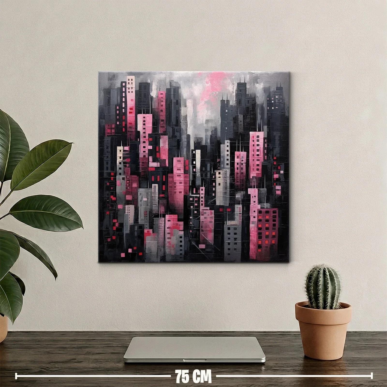 Ciudad nocturna en tonos rosas y grises modernos — miniatura 2