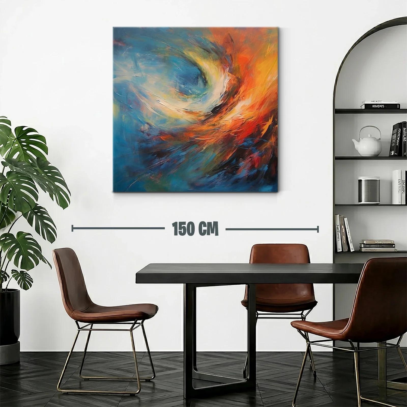 Arte abstracto en tonos azules y cálidos vibrantes — miniatura 2