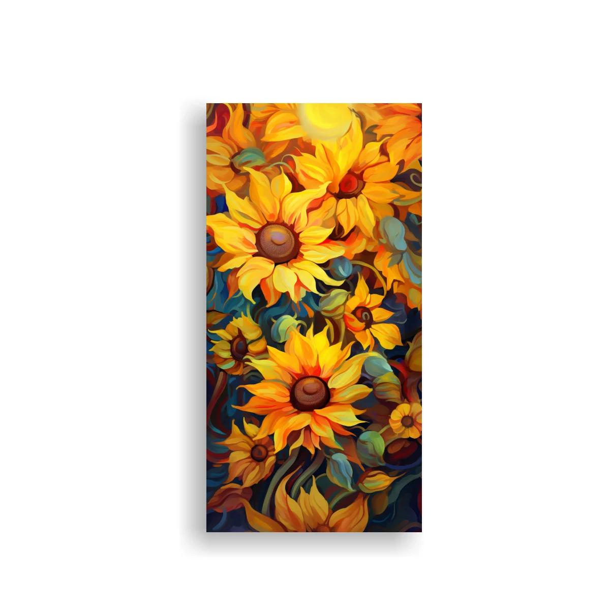 Cuadro de girasoles con contraste azul verdoso — imagen principal