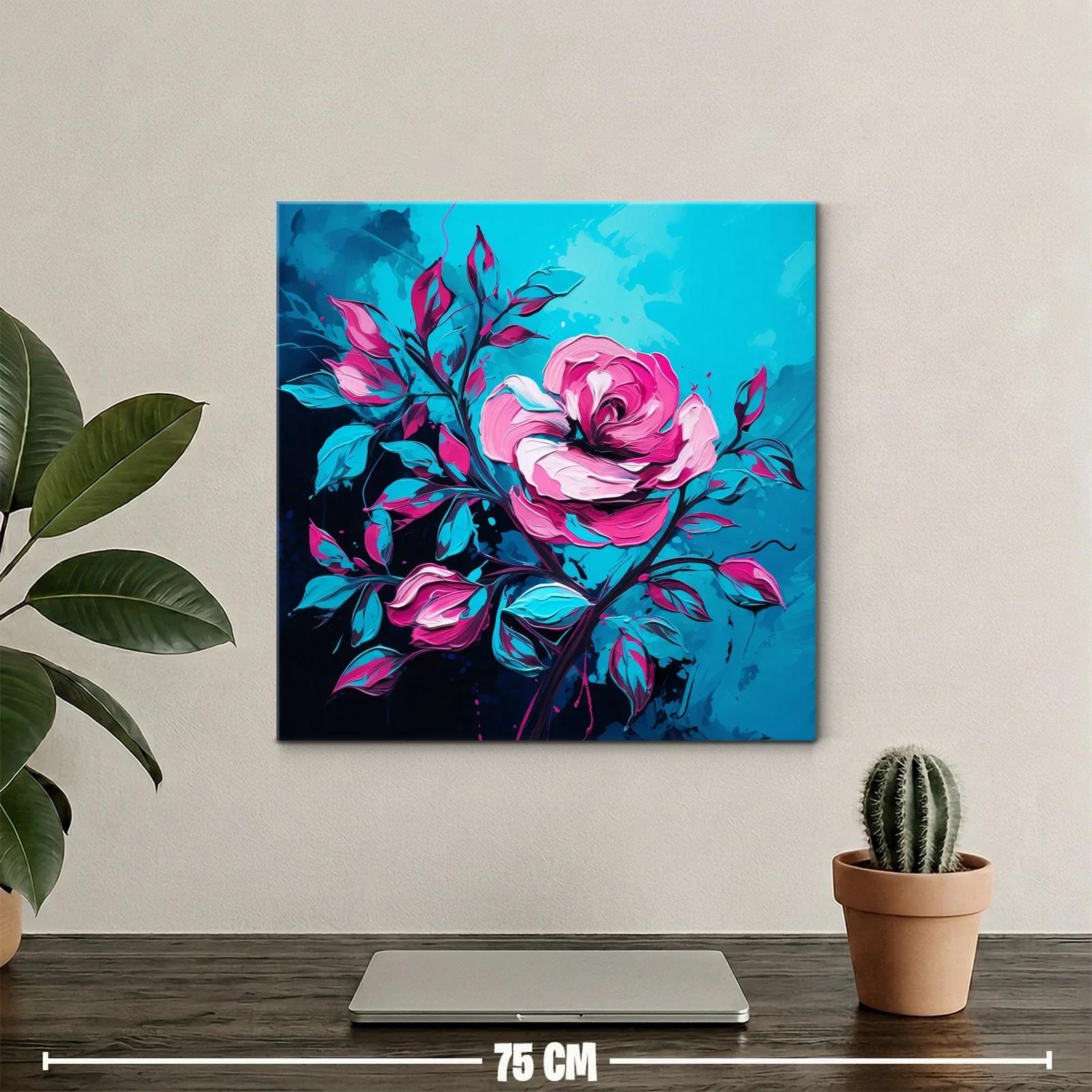 Rosa vibrante con hojas en tonos azules y fucsias — miniatura 2