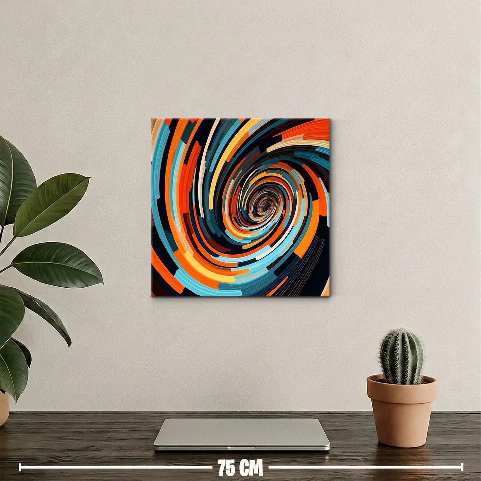 Cuadro abstracto en espiral con vibrantes tonos cálidos y fríos — miniatura 2