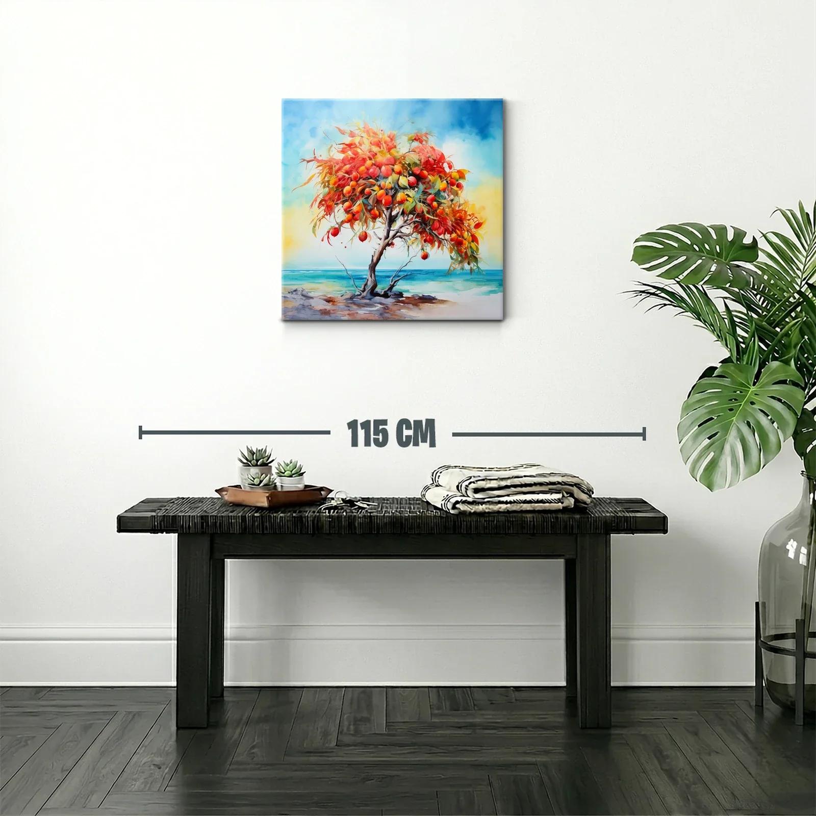 Árbol frutal vibrante junto al mar en tonos cálidos — miniatura 2