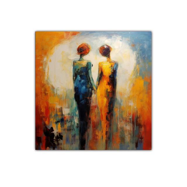 Figura femenina en contraste de tonos cálidos y fríos