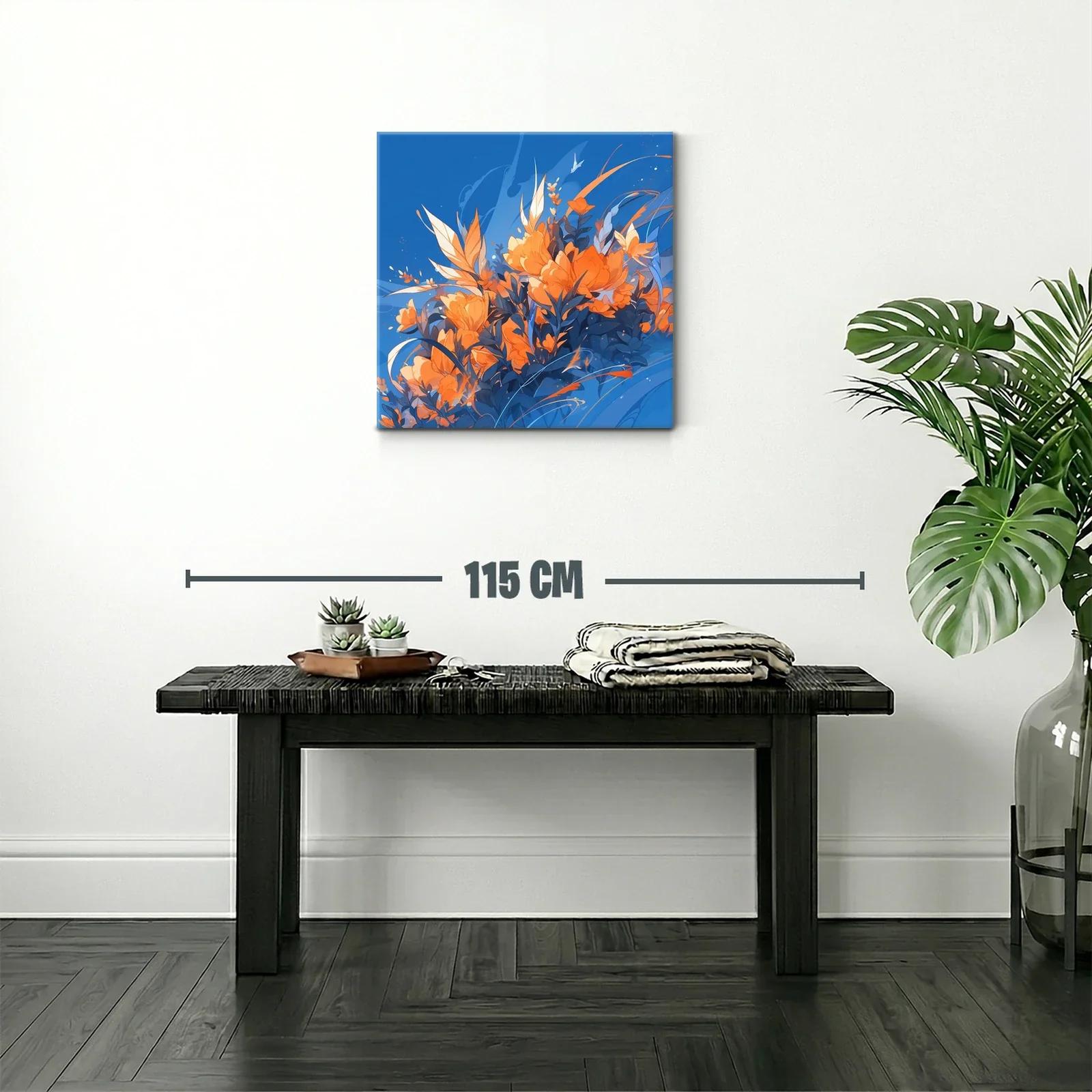 Composición floral vibrante en tonos naranjas y azules — miniatura 2