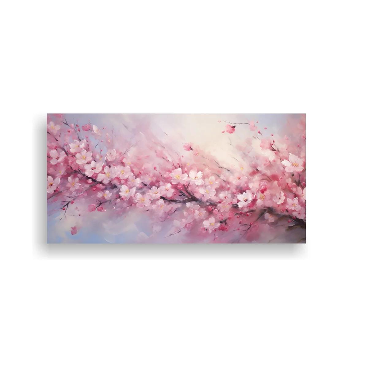 Cuadro rama de flores de cerezo con fondo brumoso