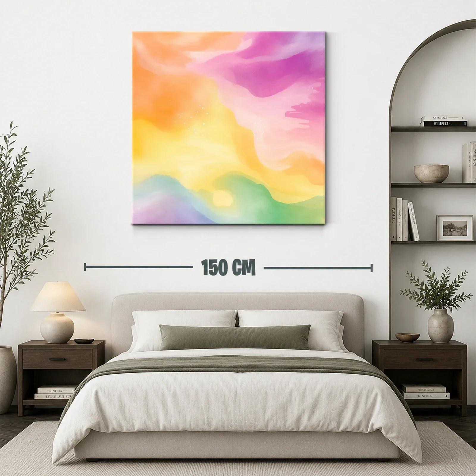 Cuadro abstracto con tonos pastel vibrantes y suaves — miniatura 3