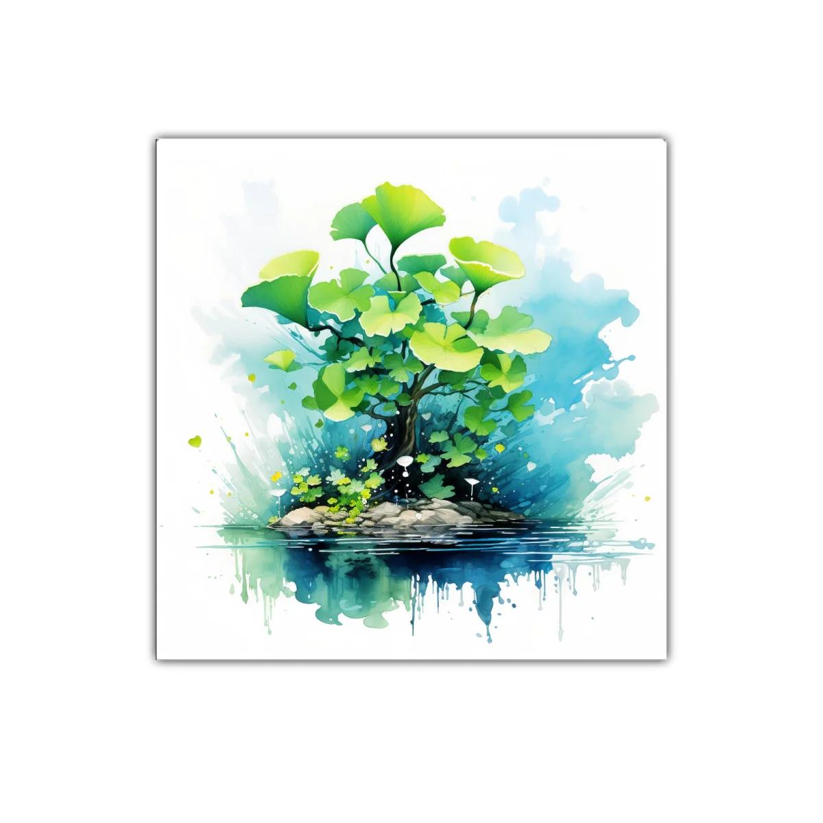 Cuadro decorativo árbol con hojas verdes vibrantes — imagen principal