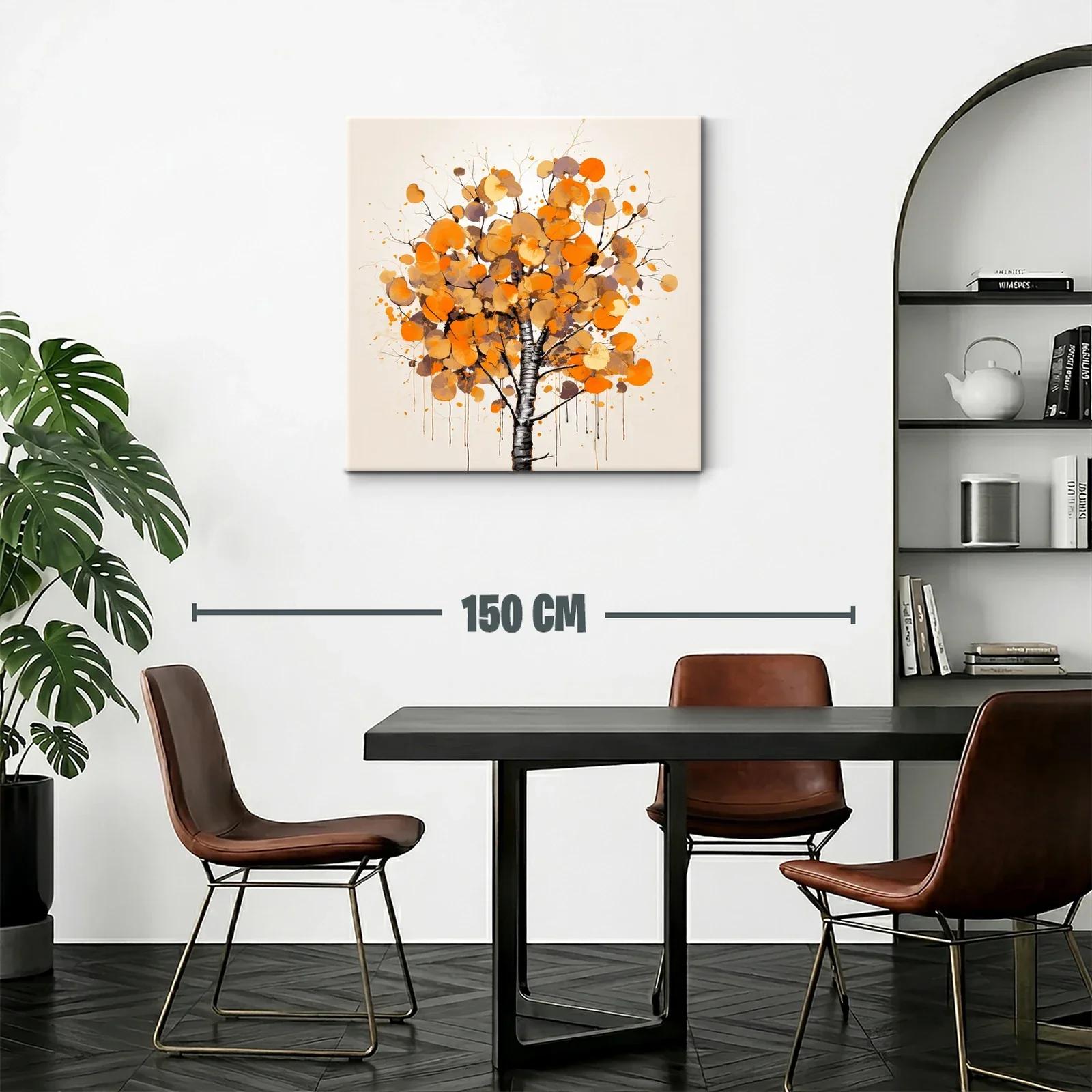 Cuadro árbol con hojas en tonos cálidos y ocre — miniatura 2