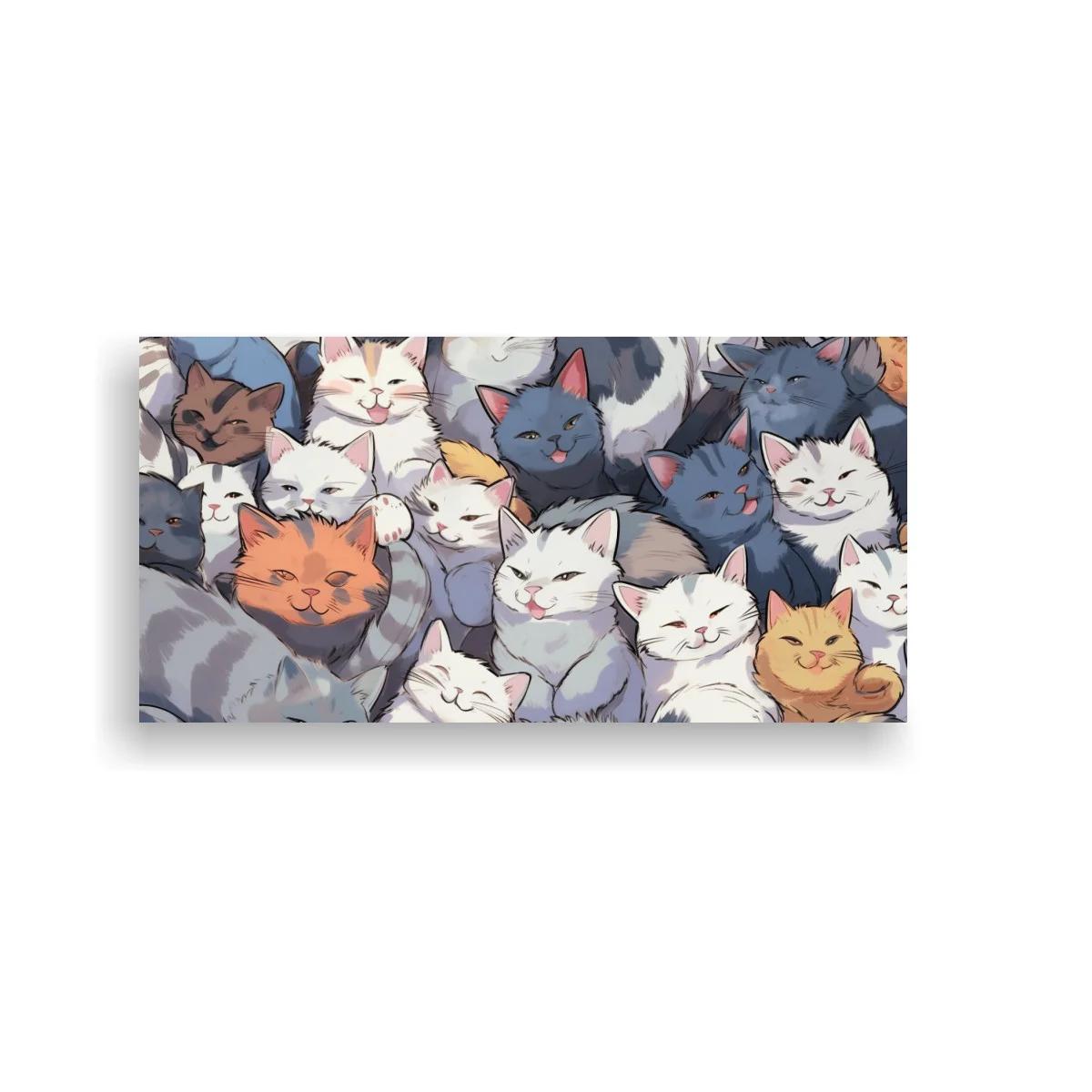 Cuadro grupo de gatos superpuestos