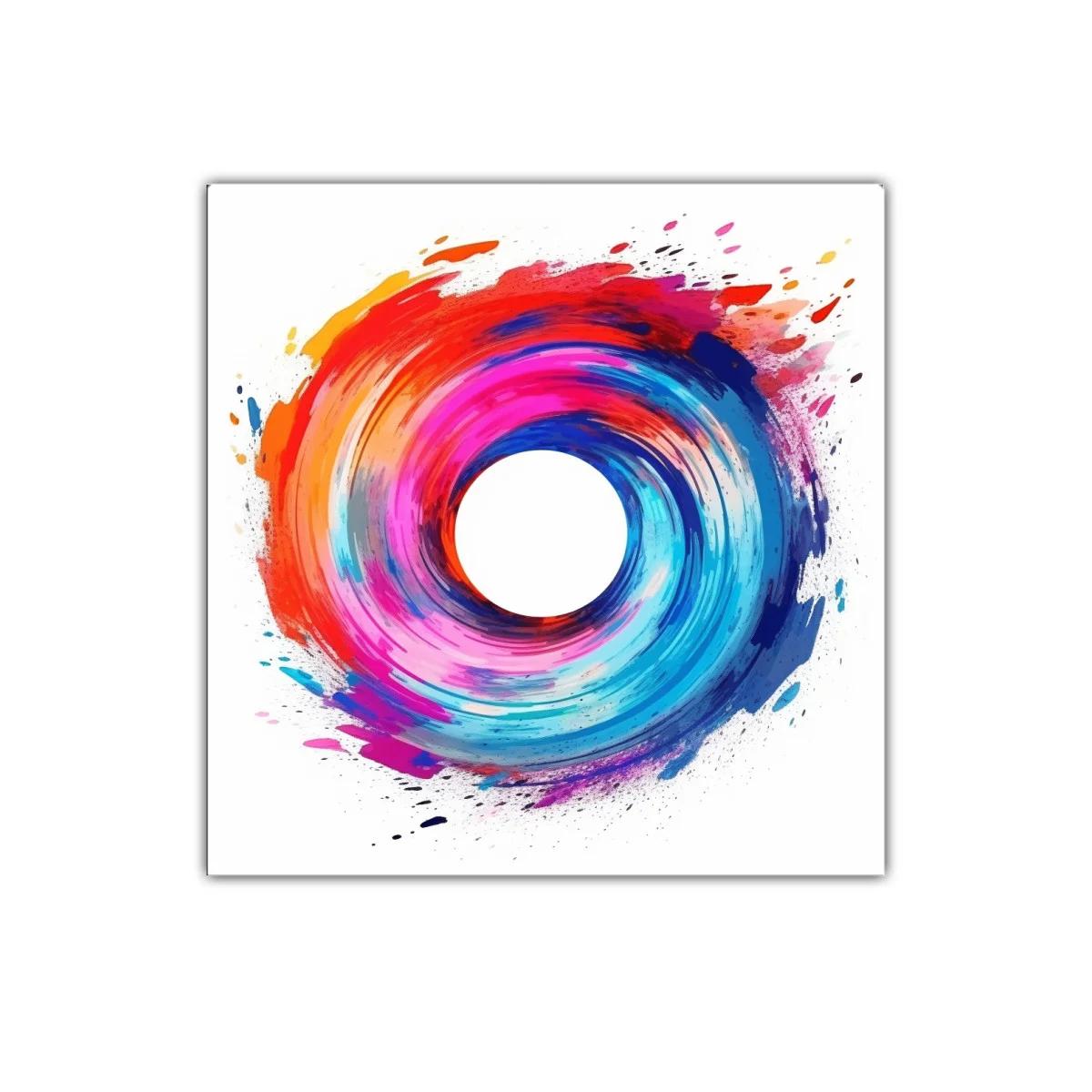 Cuadro abstracto con círculo de colores vibrantes — imagen principal