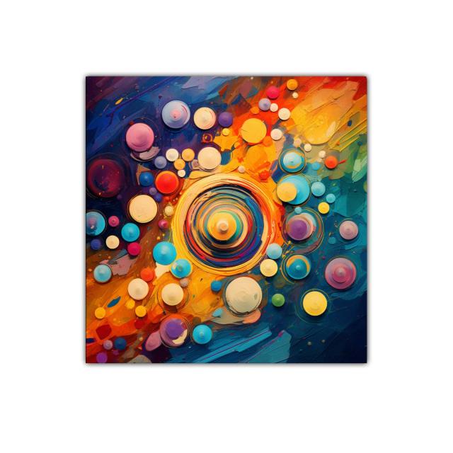 Composición vibrante con círculos de colores y energía dinámica