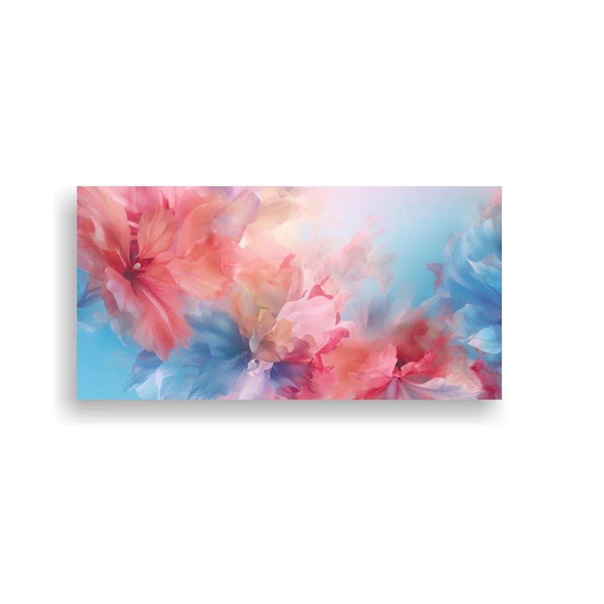 Cuadro flores rosadas y azules con efecto acuarelado — imagen principal