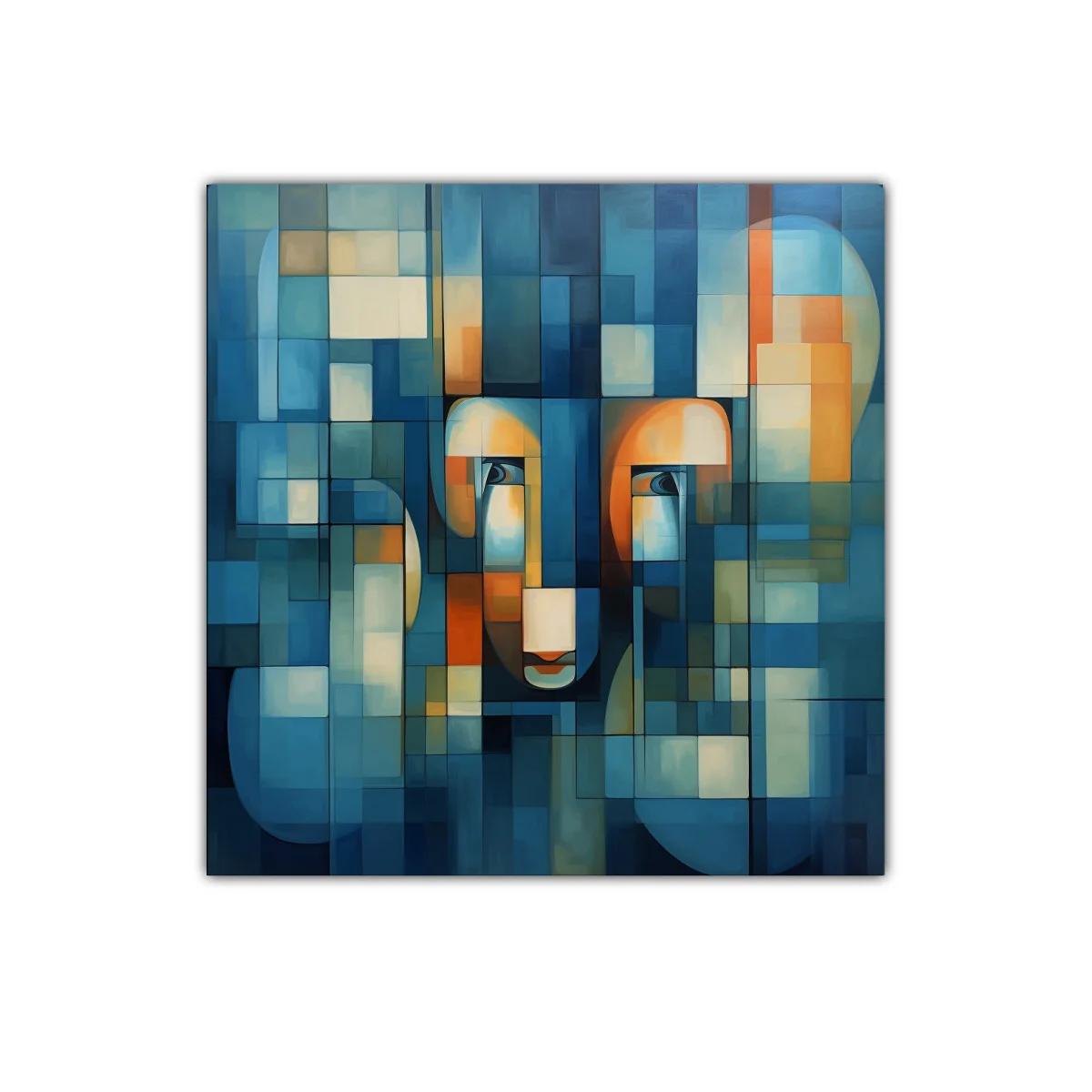 Composición abstracta con figuras y tonos azules y cálidos — imagen principal