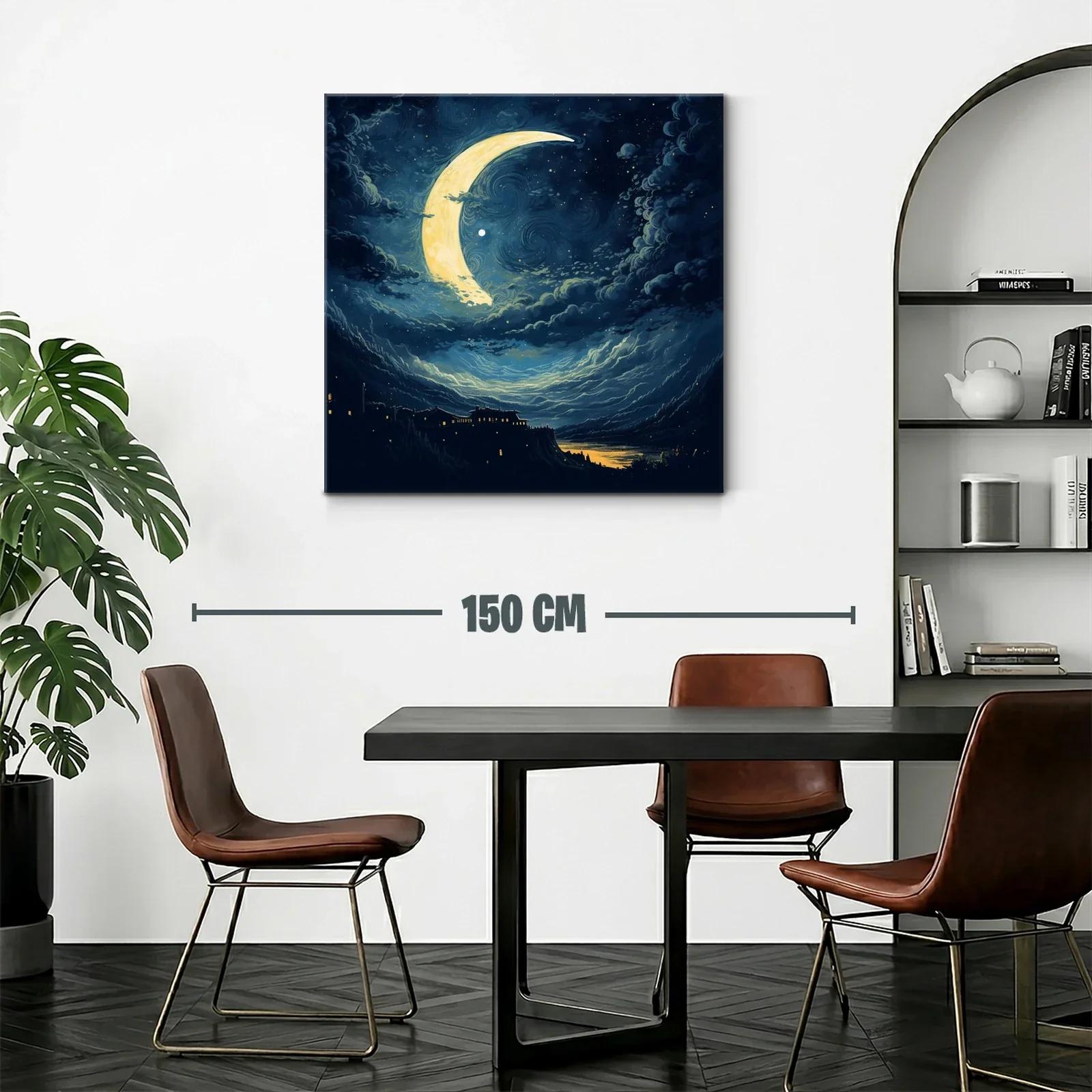 Noche mágica con luna creciente y paisaje nocturno — miniatura 2