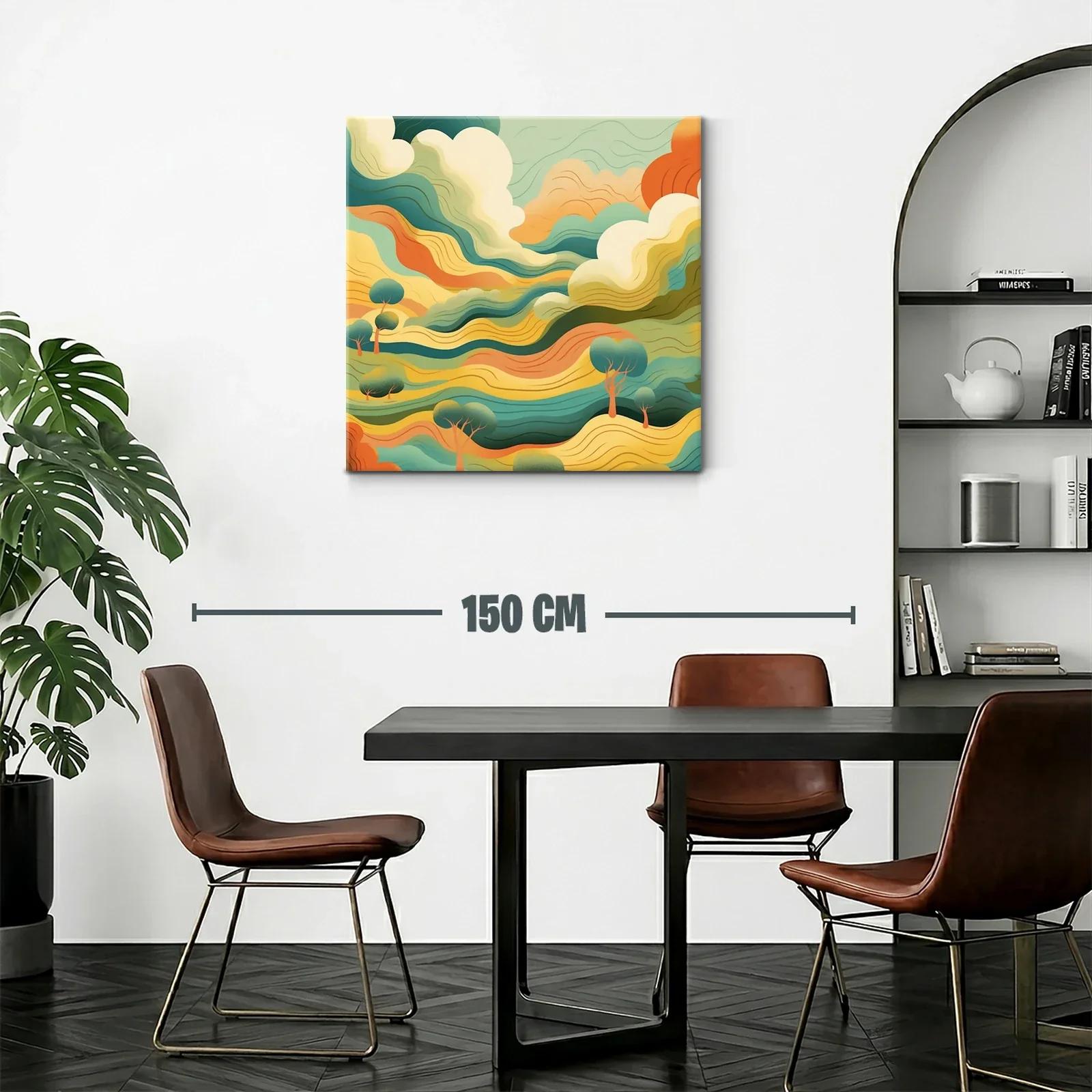 Paisaje abstracto en tonos cálidos y verdes vibrantes — miniatura 2
