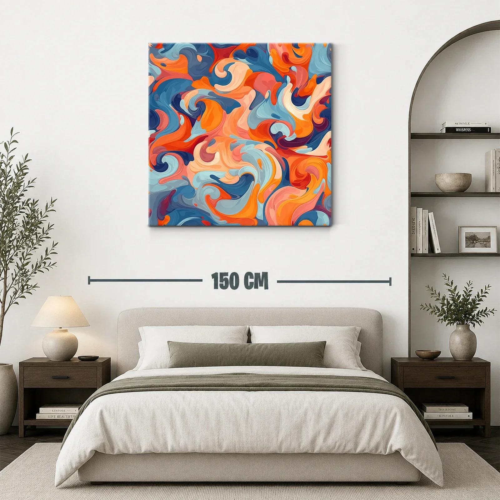 Cuadro abstracto en vibrantes tonos cálidos y fríos — miniatura 3