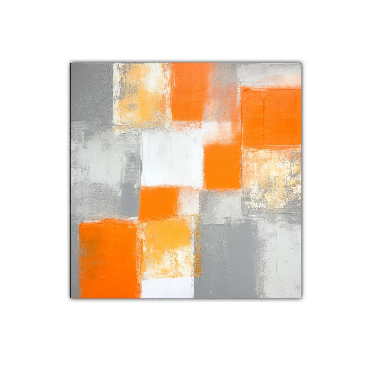 Cuadro abstracto en tonos naranjas y grises modernos