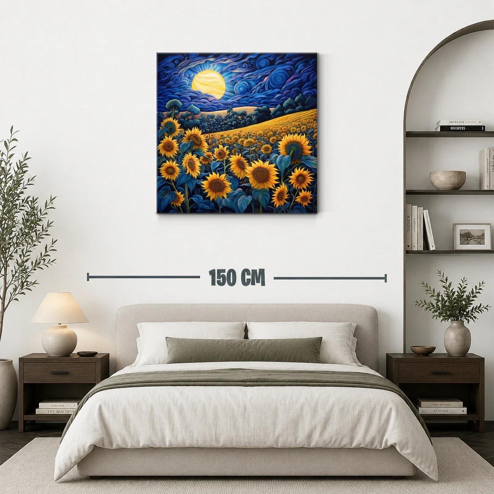 Campo de girasoles bajo un cielo nocturno vibrante — miniatura 3