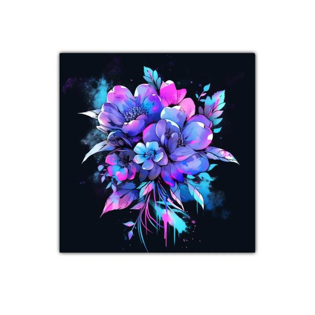 Ramo de flores en tonos violetas y azules vibrantes