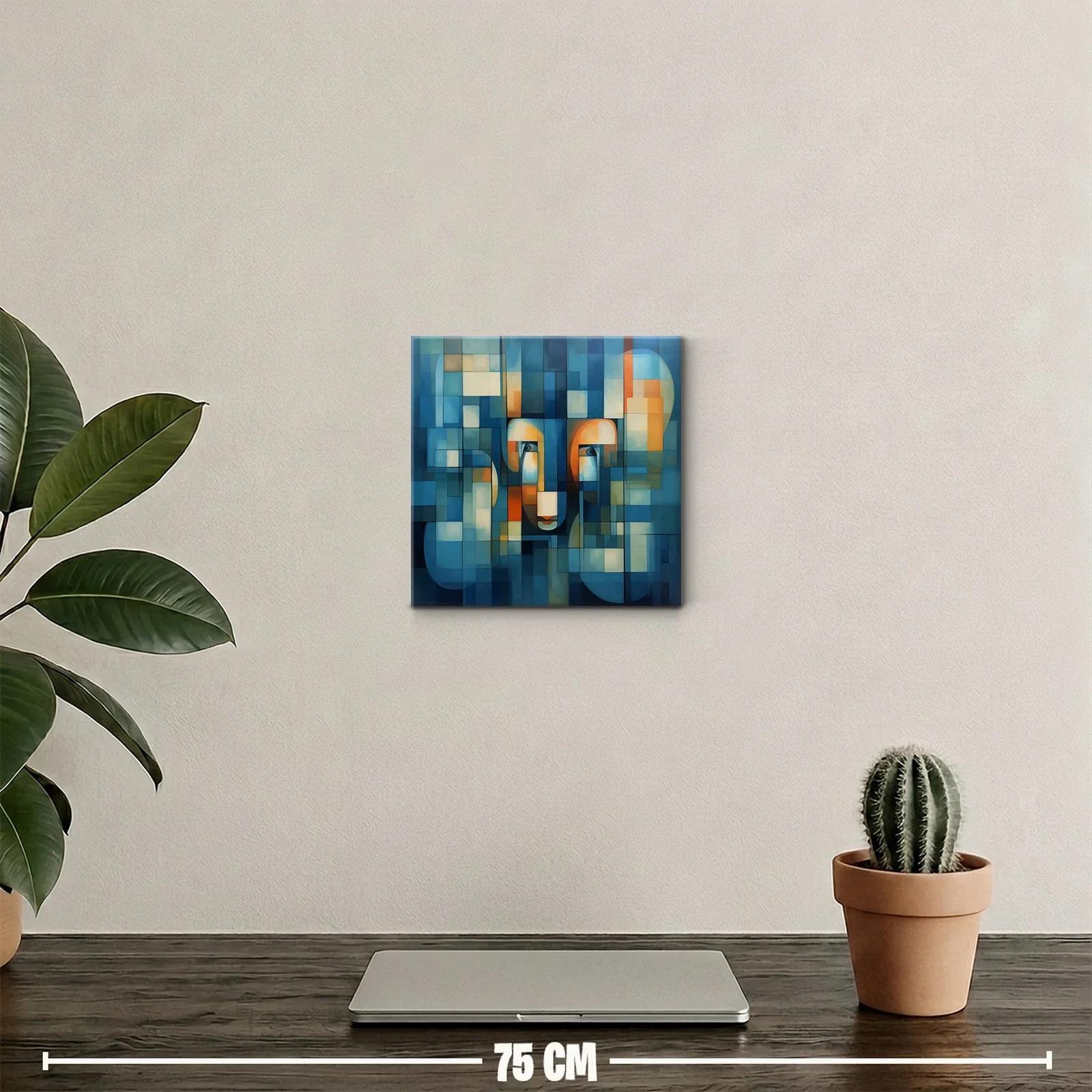 Composición abstracta con figuras y tonos azules y cálidos — miniatura 2