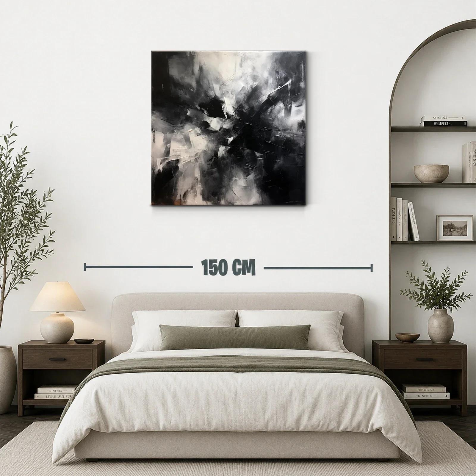 Cuadro abstracto en blanco y negro con impacto visual — miniatura 3