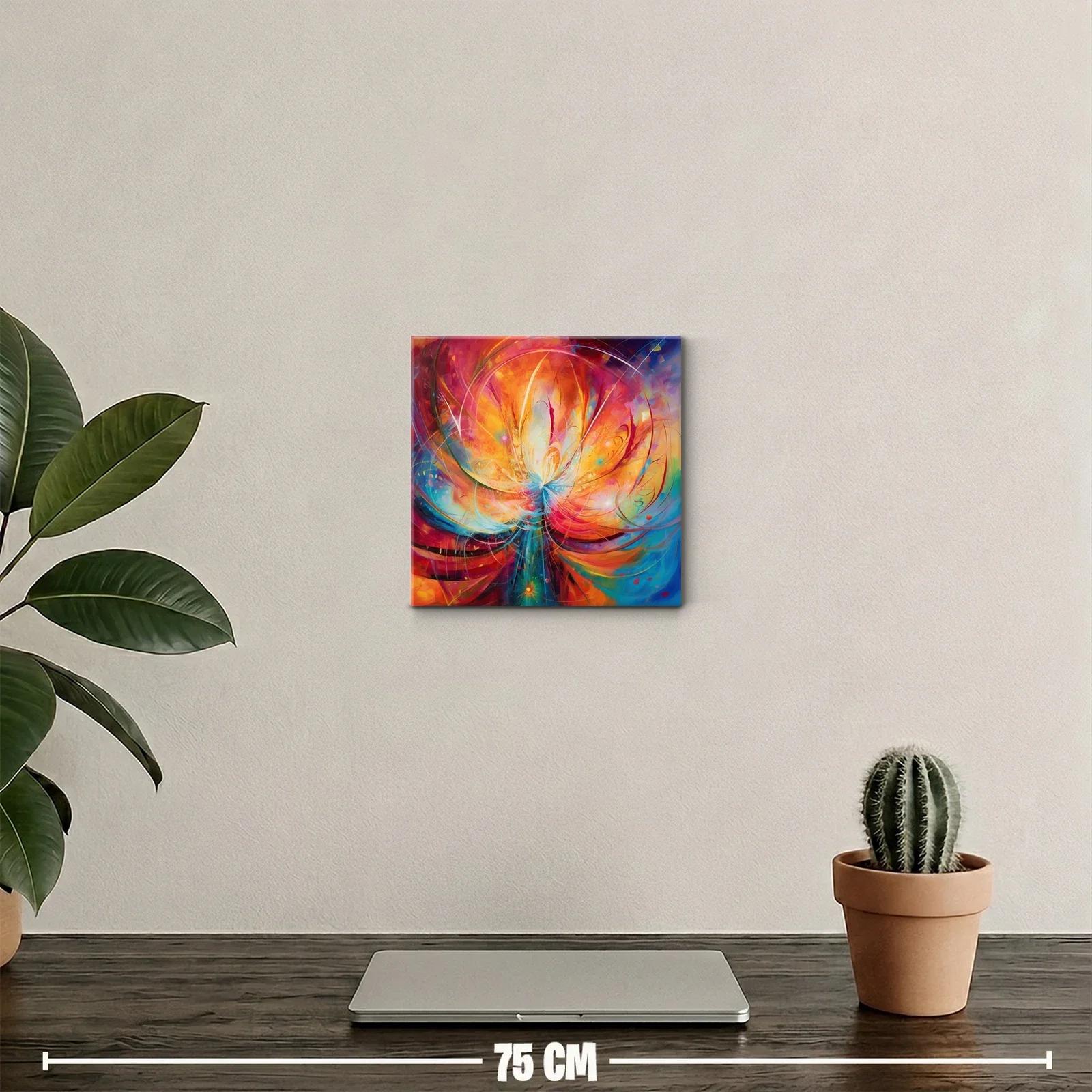 Cuadro abstracto vibrante con explosión de colores cálidos — miniatura 2