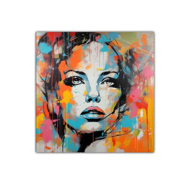 Rostro femenino vibrante con estallido de color