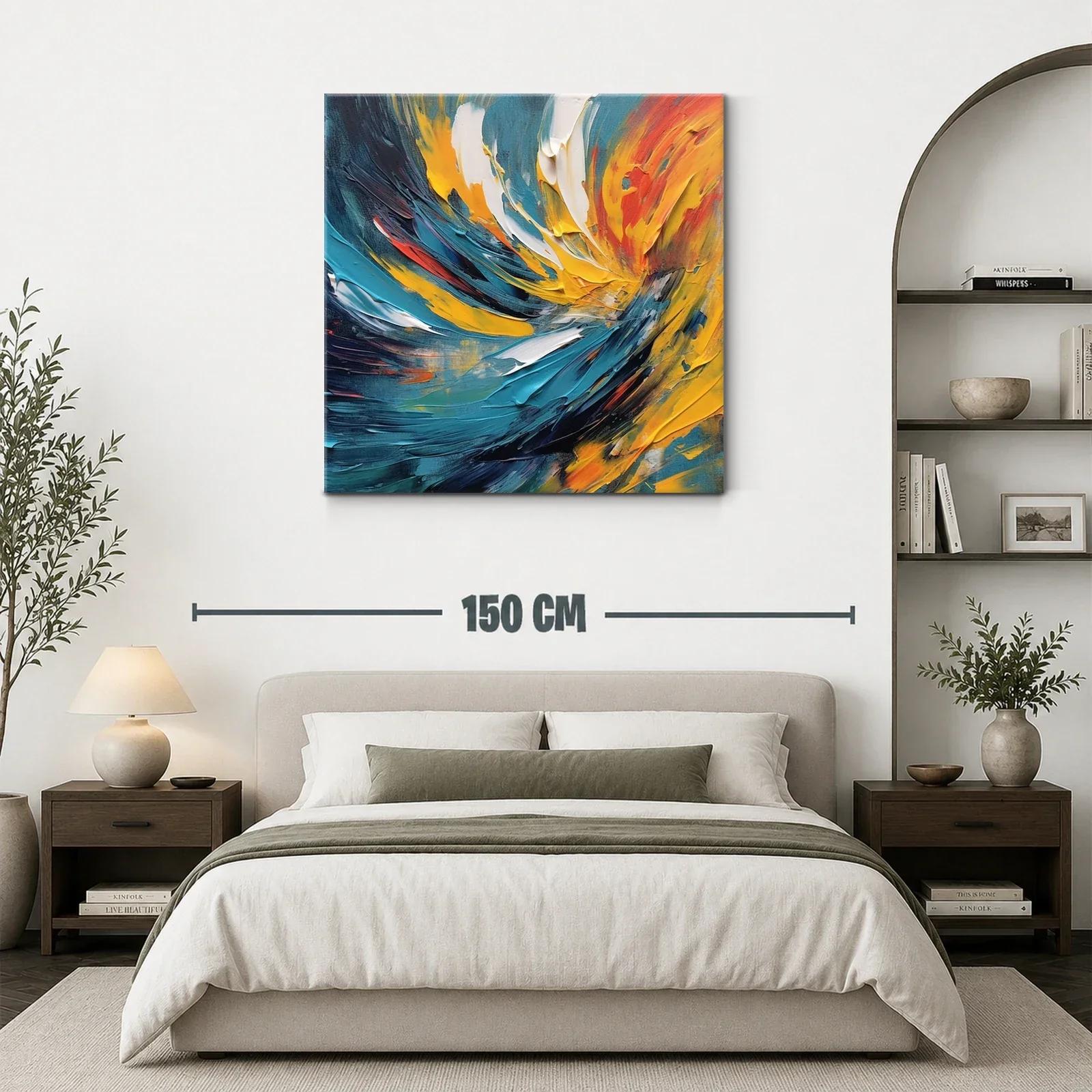 Cuadro abstracto con energéticos toques amarillos y azules — miniatura 3