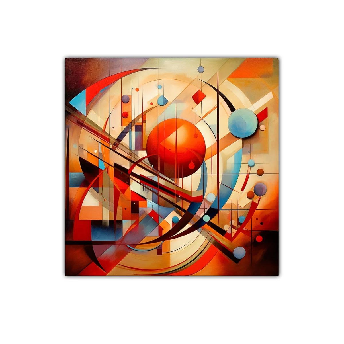 Composición geométrica en tonos cálidos y fríos vibrantes