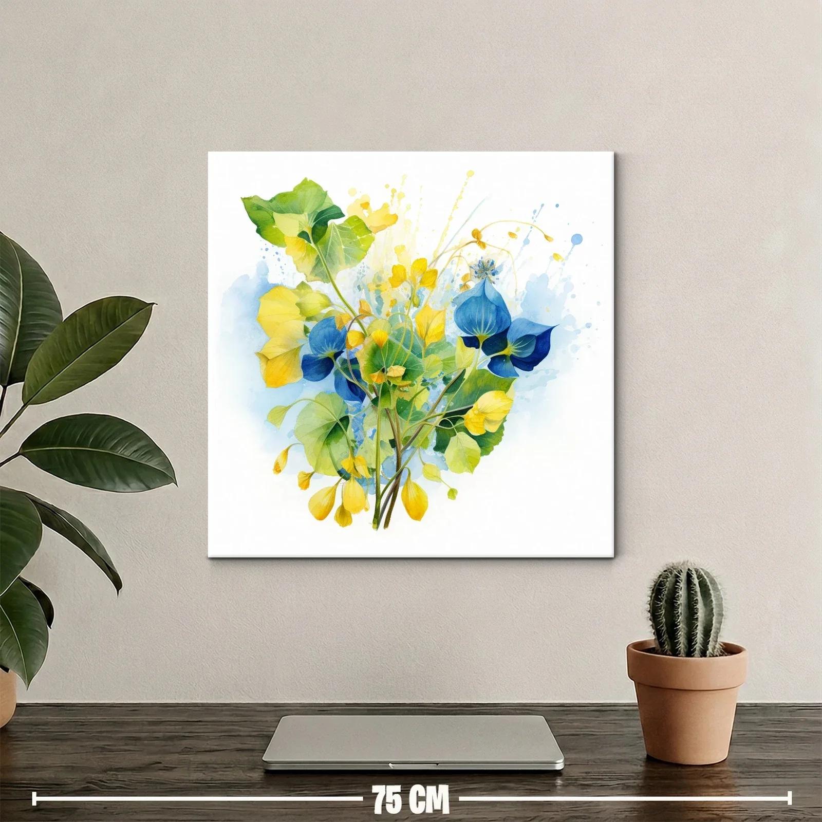 Composición floral en tonos azules y amarillos vibrantes — miniatura 2
