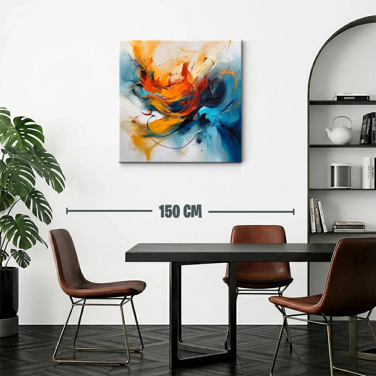 Cuadro abstracto con vibrantes tonos cálidos y fríos — miniatura 2