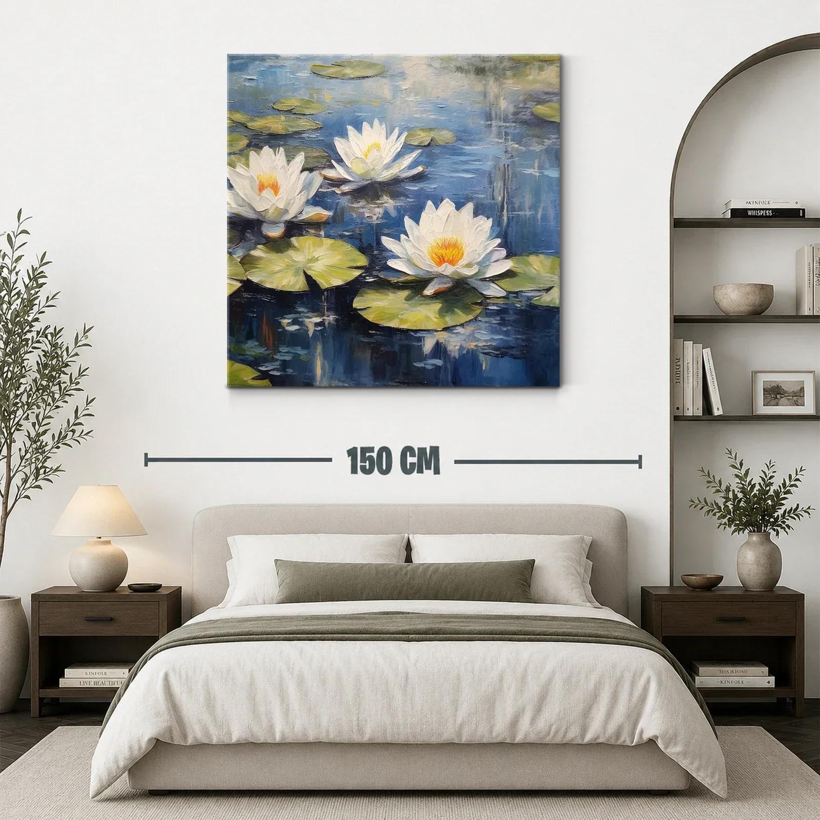 Cuadro flores de loto sobre estanque azul sereno — miniatura 3