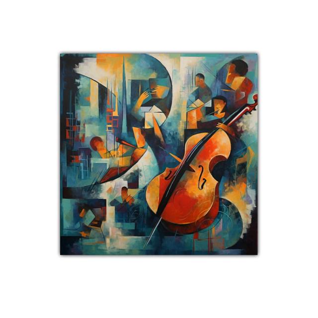 Cuadro decorativo con motivo musical y paleta vibrante