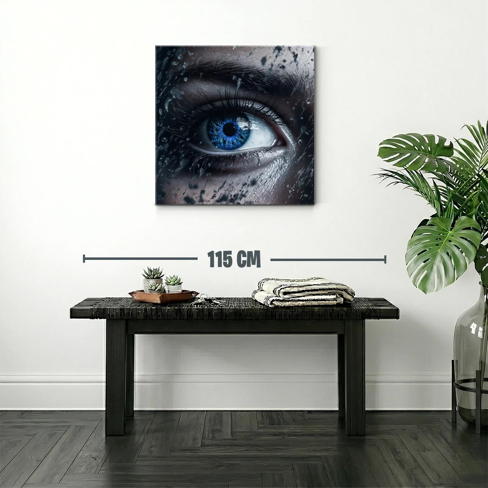 Impactante mirada azul con gotas en primer plano — miniatura 2