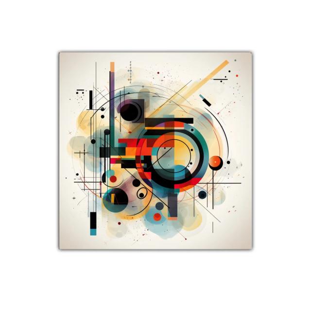 Composición abstracta con formas geométricas y colores vibrantes