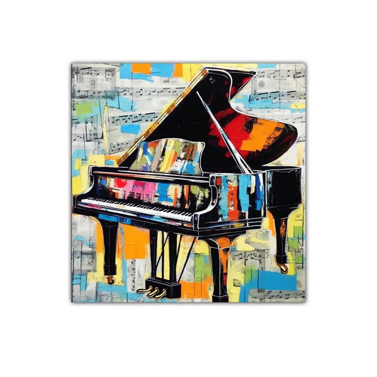 Cuadro moderno de piano con vibrantes colores abstractos — imagen principal
