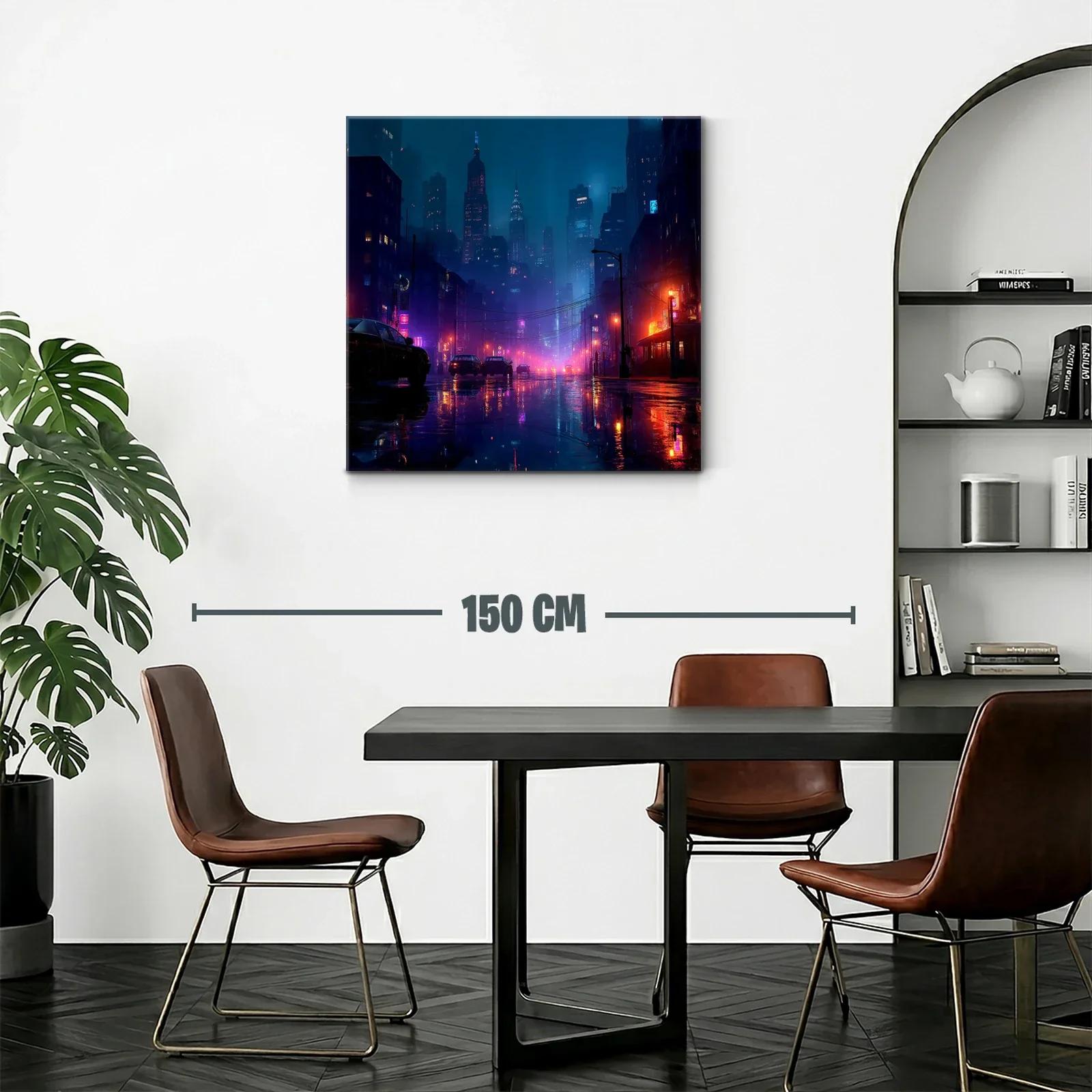Paisaje urbano nocturno con luces de neón vibrantes — miniatura 2