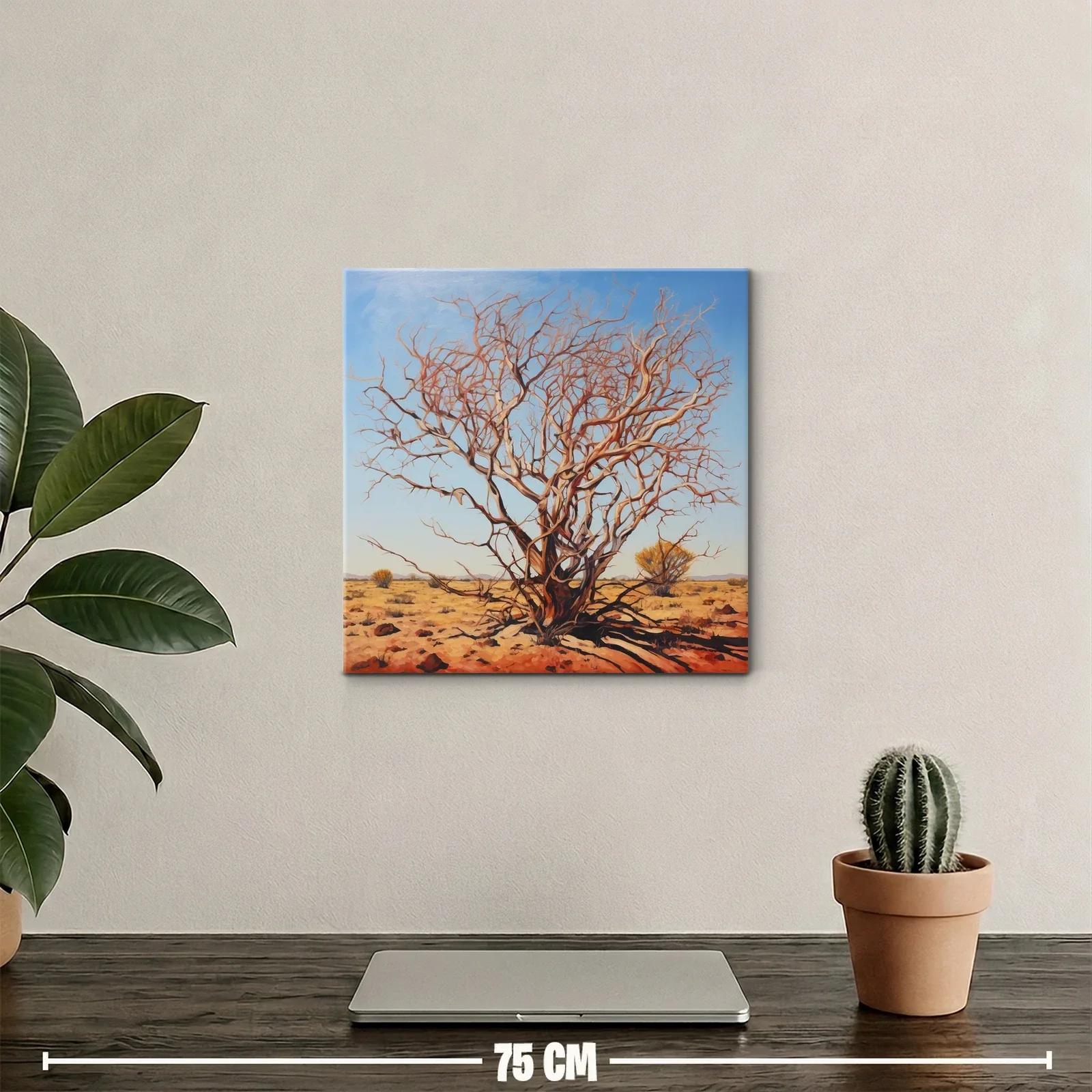 Árbol desnudo en paisaje árido y cielos azules claros — miniatura 2