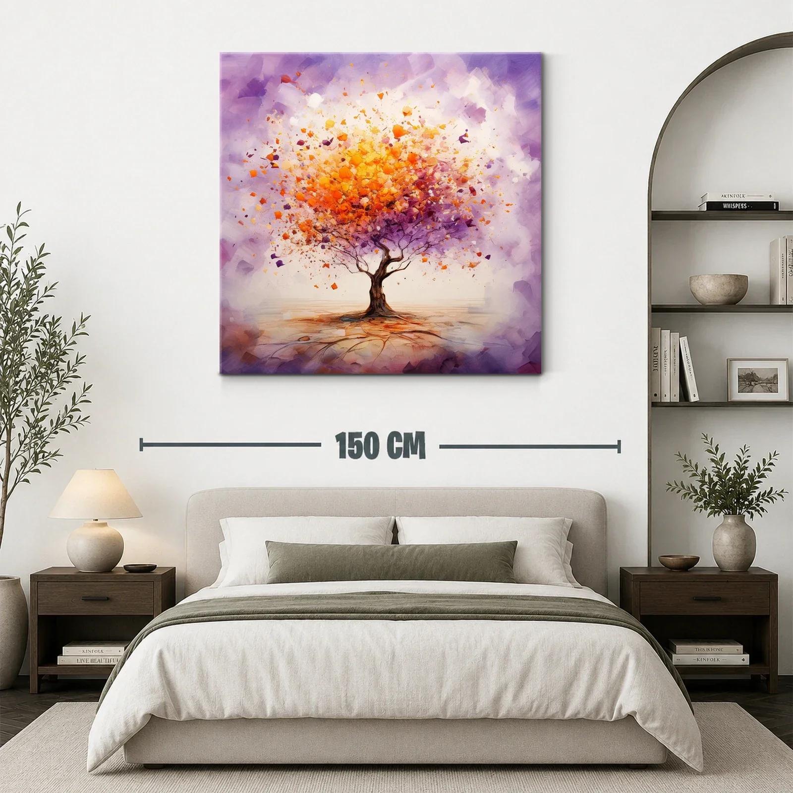 Árbol vibrante con explosión de hojas en tonos cálidos y morados — miniatura 3