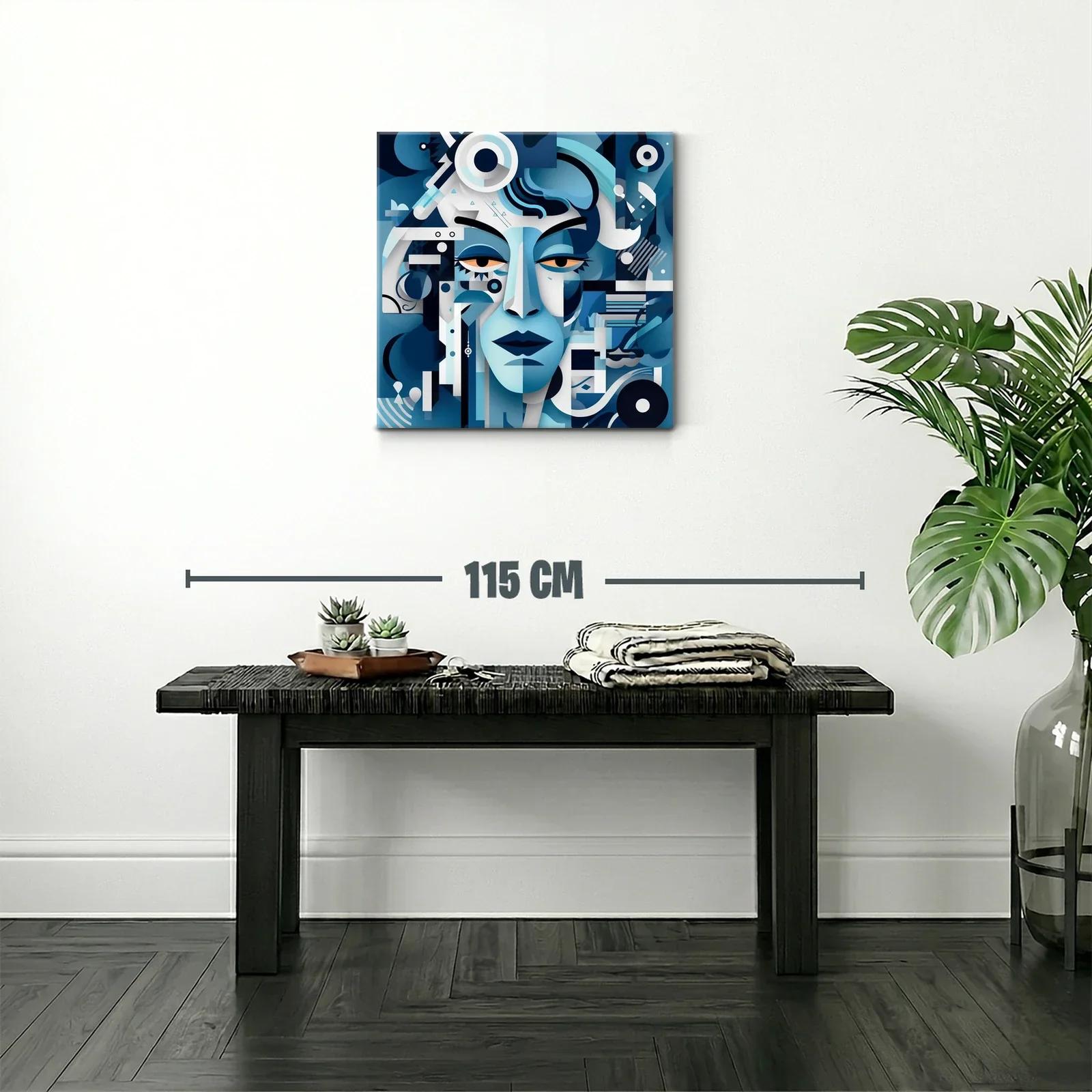 Rostro abstracto en tonos azules con estilo geométrico — miniatura 2