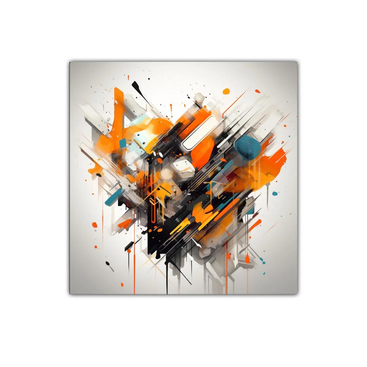 Cuadro abstracto con explosión de tonos cálidos y contrastes vibrantes