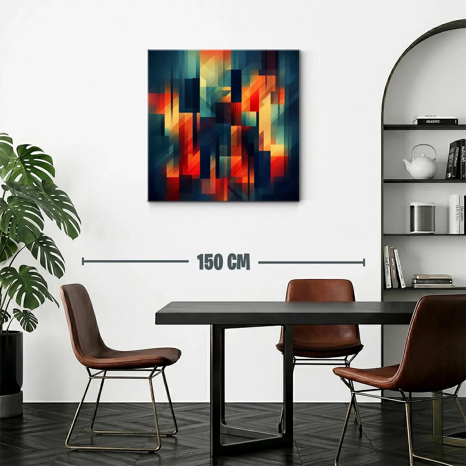Composición abstracta vibrante con tonos cálidos y fríos — miniatura 2