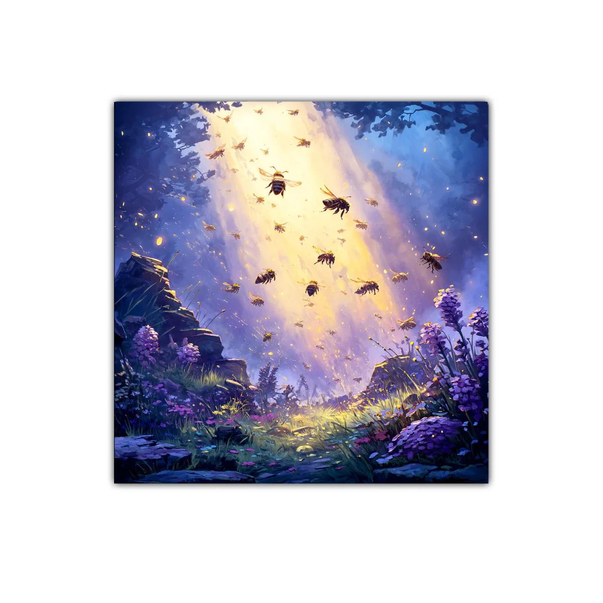 Colmena iluminada en un paisaje mágico al atardecer — imagen principal