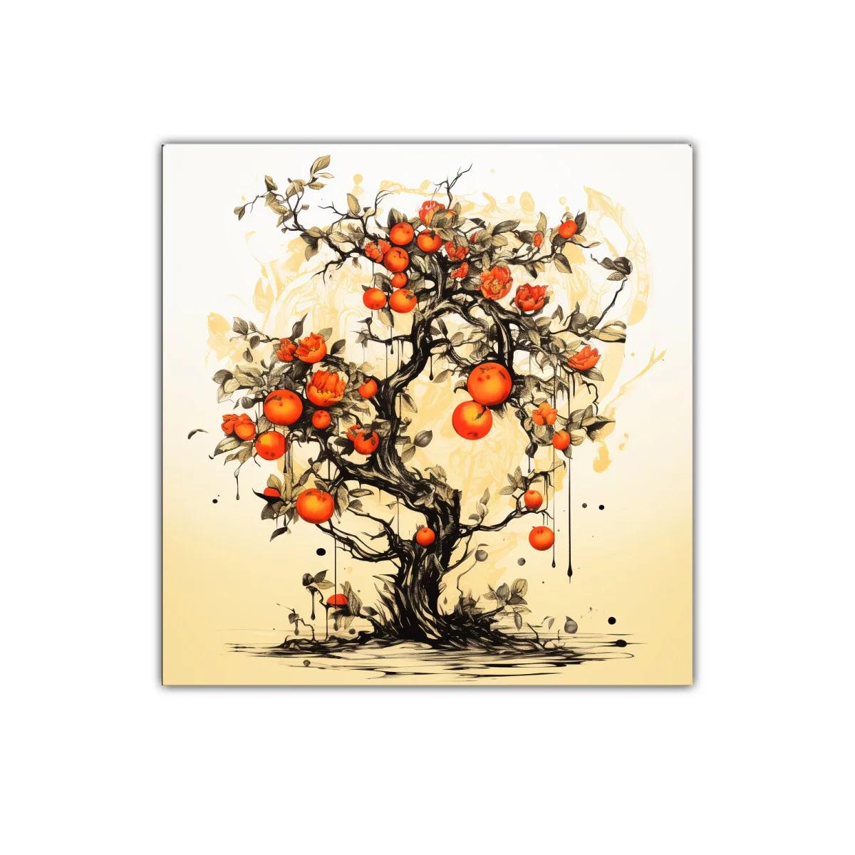 Cuadro decorativo árbol con frutas y flores vibrantes — imagen principal